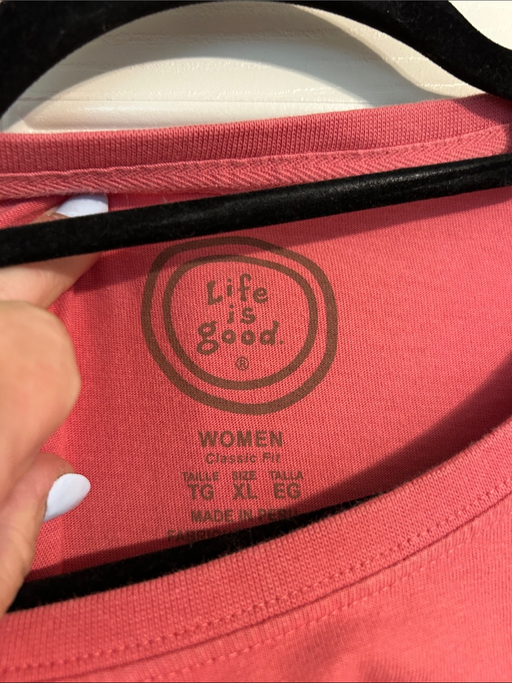 LIFE IS GOOD Coral-Pink Long Sleeve T-Shirt Downward Dog Graphic Crewneck XL - Picture 2 of 8
